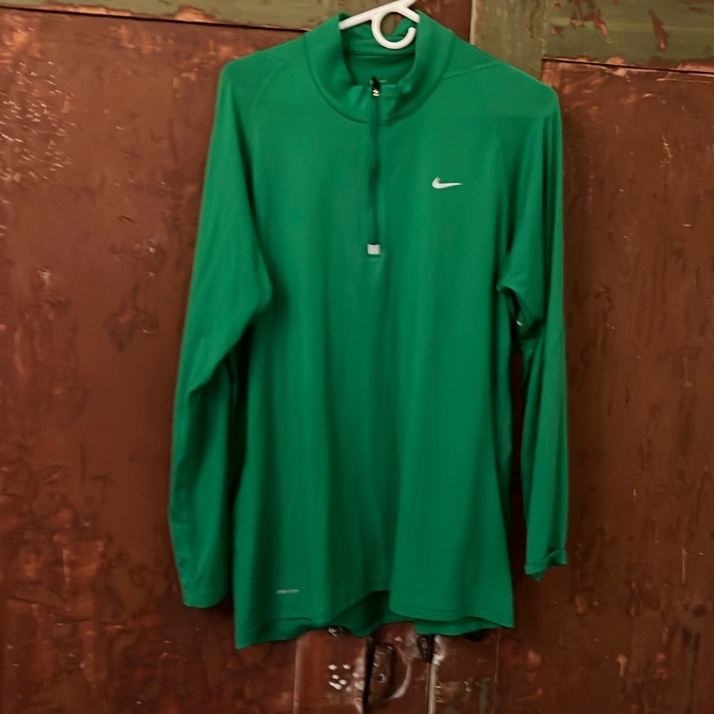 Nike Dri-Fit  green athletic long sleeve 1/2 zip shirt